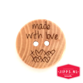 Made with love - houten knoop 20 mm