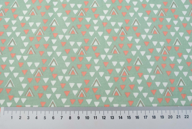 Driehoekjes - Little Ones Green - 3 Wishes Fabric - 100% katoen