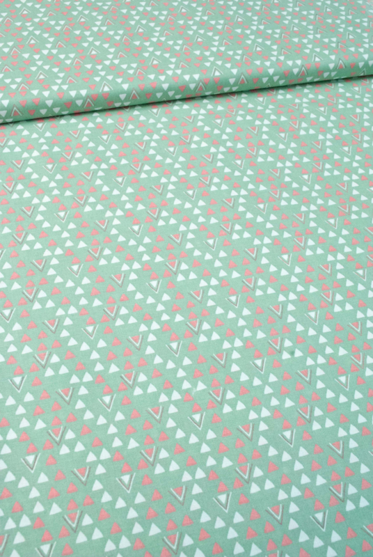 Driehoekjes - Little Ones Green - 3 Wishes Fabric - 100% katoen