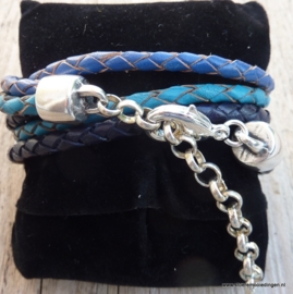 Wikkelarmband 3 -tinten blauw