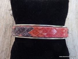 armband metaal rood zwart slangenprint leder