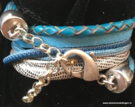 Wikkelarmband turquoise zeeblauw