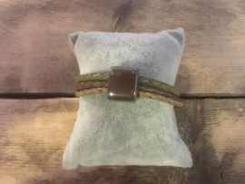 Armband  legergroen donker taupe