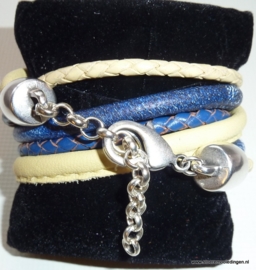 Wikkelarmband blauw zachtgeel