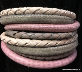 Wikkelarmband roze grijs wit