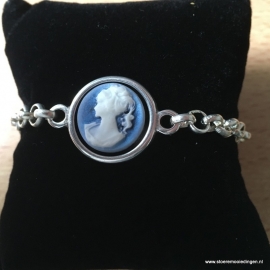 Camee lady blauw schakelarmband