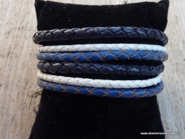 Wikkelarmband  wit en 2 kleuren blauw