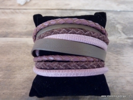 Wikkelarmband violet roze taupe