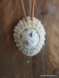 Schelp keramiek wit blauw