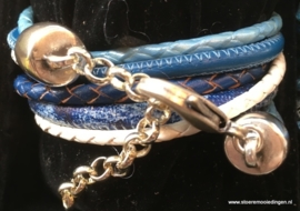 Wikkelarmband blauw wit