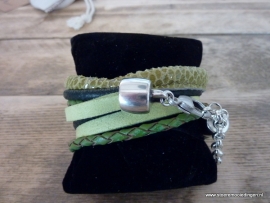 Wikkelarmband lime groen donkergroen