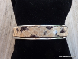 armband metaal camel zwart slangenprint leder