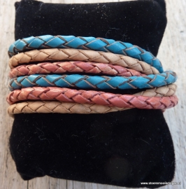 Wikkelarmband  turqoise magenta naturel