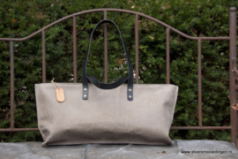 Tas taupe grijs leder