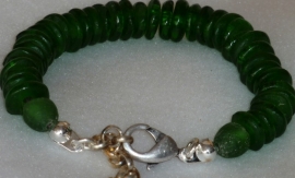 Armband glaskralen schijfjes groen