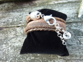 Wikkelarmband bruin beige brons