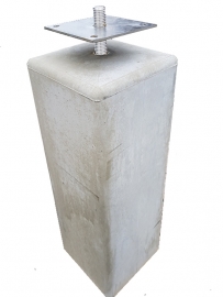 Betonpoer grijs 15 x 15 x 50 cm (taps) met huls en  verstelbare plaat