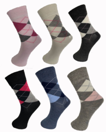 6 paar Dames ruiten sokken