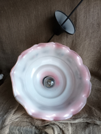 Brocante rose glazen hanglampje