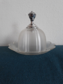 Boterstolpje friesglas met zilveren dop
