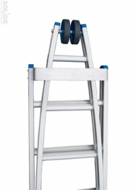 Glazenwassersladder met rollen; 1-delige ladder met 10 treden