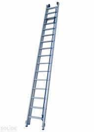 Solide 2-delige touwoptrekladder 2 x 16 sporten, met stabiliteitsbalk (E16B)