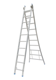 Solide 2-delige ladder 2 x 10 sporten met stabilisatiebalk,  vrijstaand