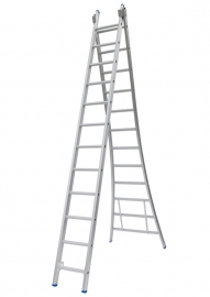 Solide 2-delige ladder 2 x 12 sporten open voet, vrijstaand