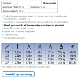 Solide platform met dubbele toegang 2x6 treden