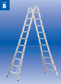 SOLIDE dubbele scharnierladder - bokladder 2 x 12 sporten