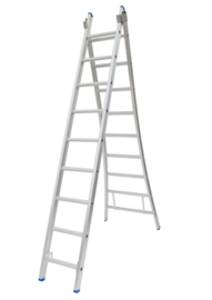 Solide 2-delige ladder 2 x 9 sporten met stabilisatiebalk,  vrijstaand