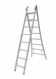 Solide 2-delige ladder 2 x 8 sporten open voet, vrijstaand, Gratis verzending