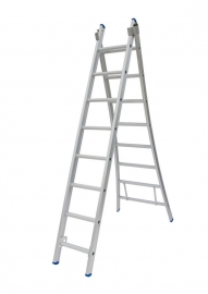 Solide 2-delige ladder 2 x 8 sporten open voet, vrijstaand