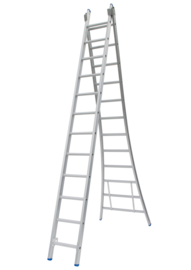 Solide 2-delige ladder 2 x 12 sporten met stabilisatiebalk,  vrijstaand