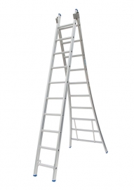 Solide 2-delige ladder 2 x 10 sporten open voet, vrijstaand