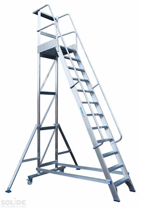 Toevallig veelbelovend van Mobiele bordestrap (niet inklapbaar) 10 treden | Mobiele bordes trap MBT |  solide-ladders