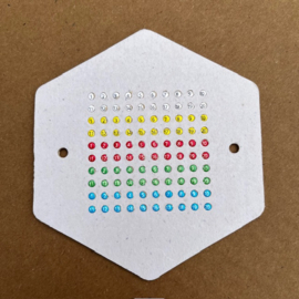 Opalith plaatjes alle kleuren met nummers van 1 tot 20 op één kaartje