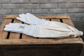 Leren handschoenen met katoenen mouw
