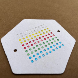 Opalith plaatjes alle kleuren met nummers van 1 tot 20 op één kaartje