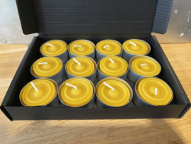 12st. Theelichten 100% Bijenwas
