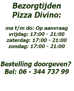 Bezorgtijden Pizza Divino Bezorgtijden Pizza Divino