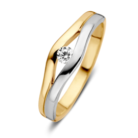 Gouden bicolor ring met zirkonia