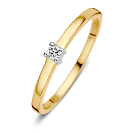 Solitair bicolor gouden ring met 0,06crt briljant