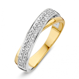 Gouden bicolor ring met zirkonia's