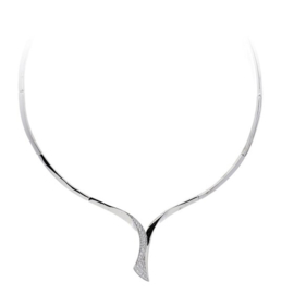 Zilveren fantasie choker met zirkonia