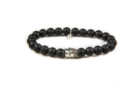 KARMA XL armband Black is Black Silver Buddha 86116