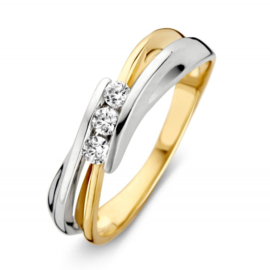 Gouden bicolor ring met zirkonia's