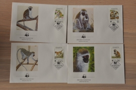 269 + FDC WWF WNF WERELD NATUUR FONDS ++ ST KITTS APEN MONKEYS