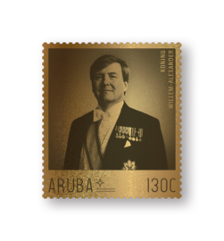 ARUBA 2023  WILLEM ALEXANDER 10 JAAR KONING GOUDEN ZEGEL