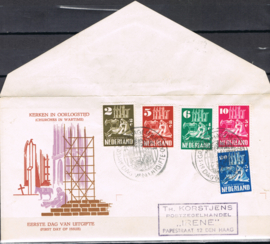 NEDERLAND 1950 FDC E2 OPEN KLEP